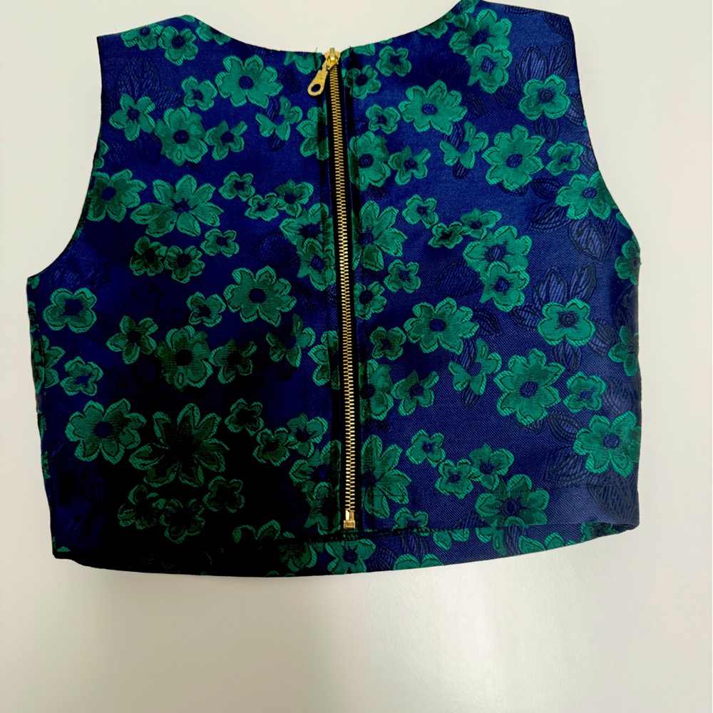 Floral Jacquard Two-Piece Set | Crop Top & Pleated Midi Skirt NWOT - Picture 11 of 16